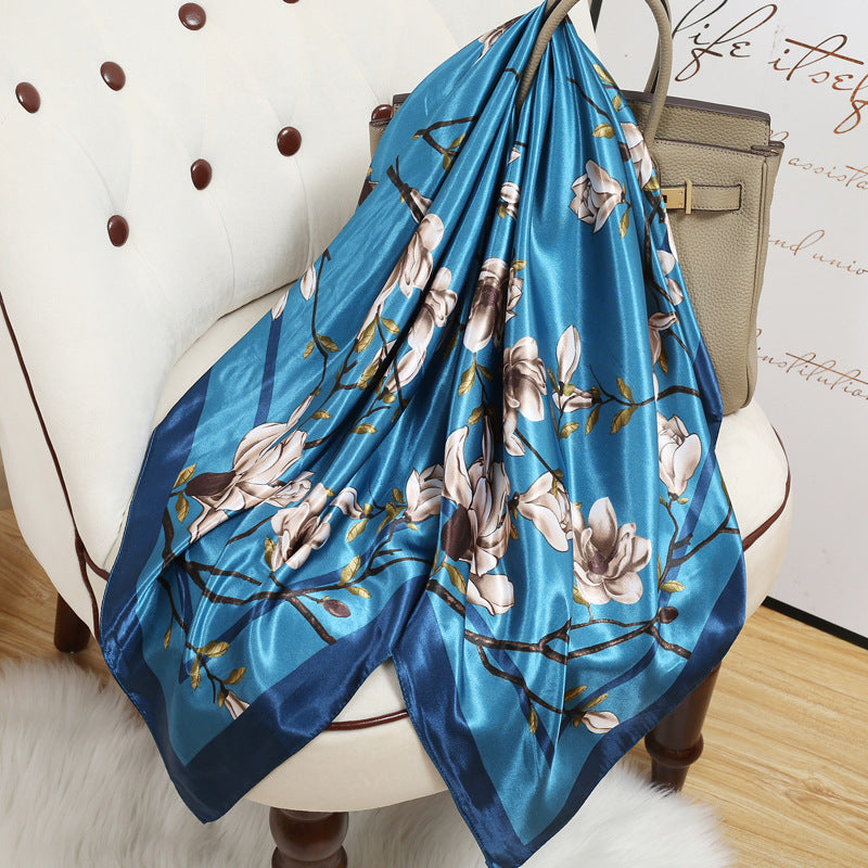 Retro Cashew Pattern Silk Scarf, Large Square Scarf for Women, Stylish and Fashionable for Spring, Autumn, and Winter, Thin Summer Shawl