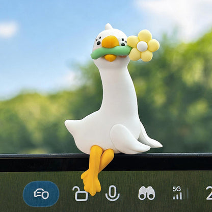 Big White Goose Car Ornaments Cute Cartoon Car Console Decoration