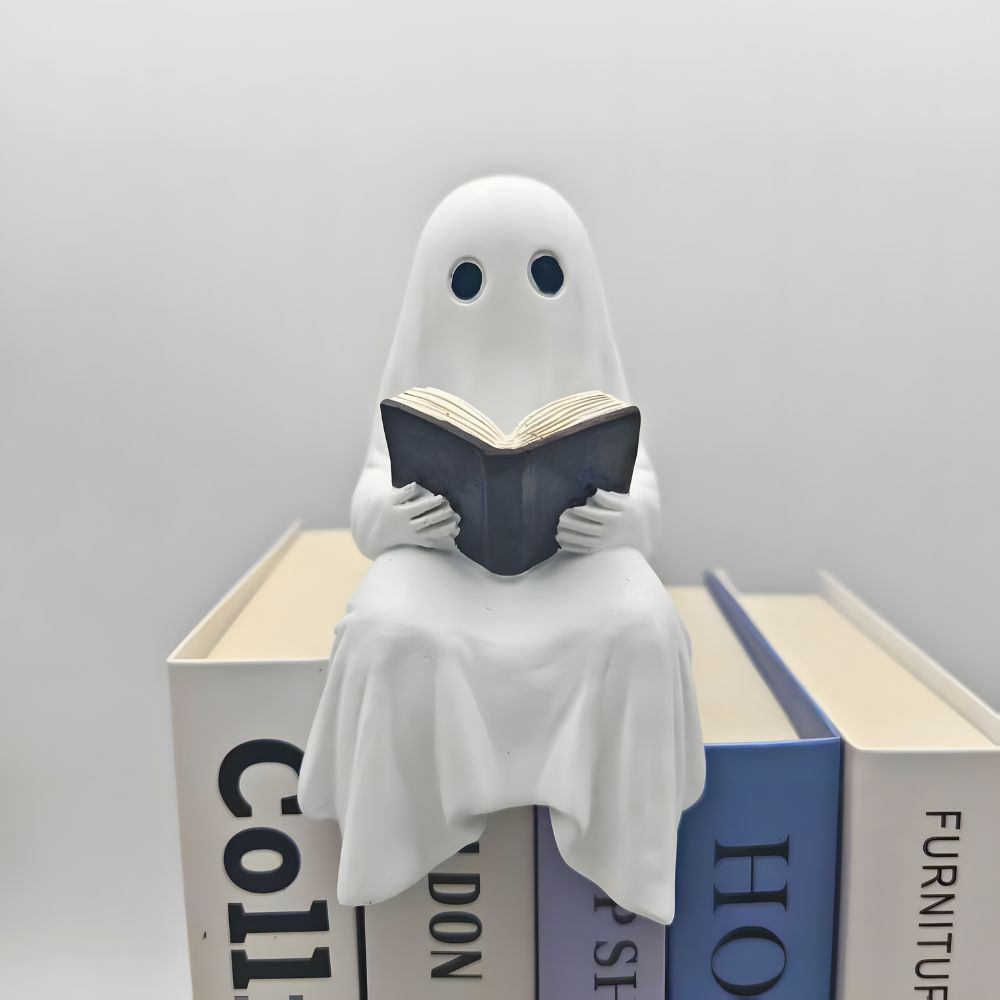 Halloween Ghost Reading Book Resin Statue Home Decoration