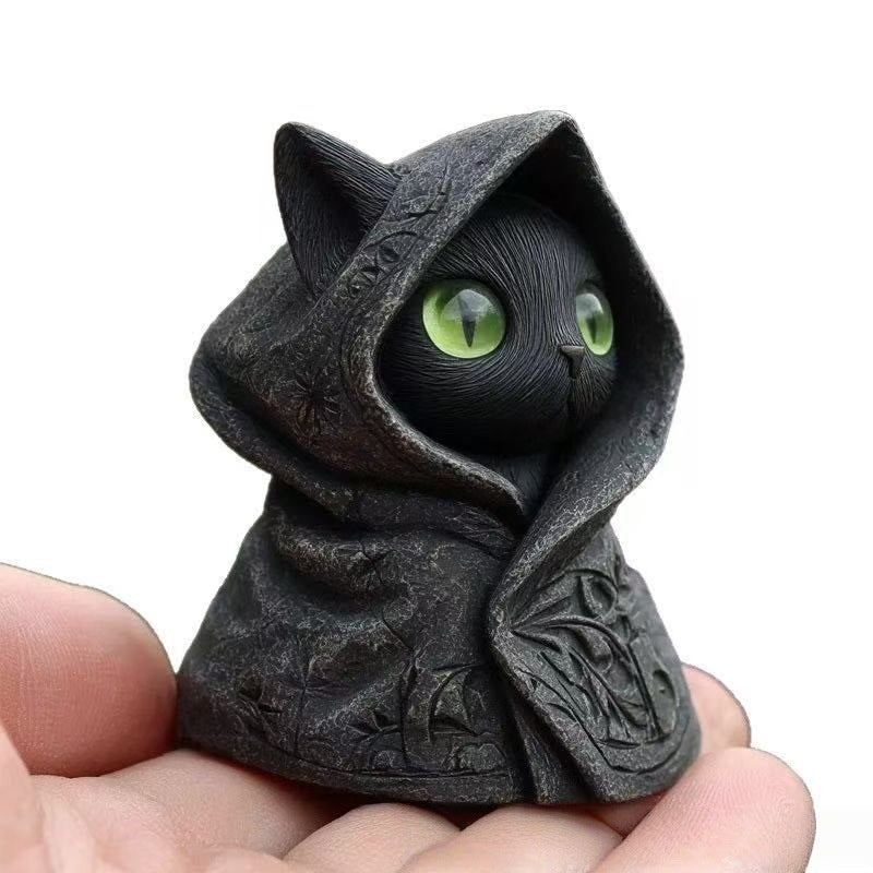 Mysterious Cat in the Hat Statue Resin Figurine Halloween Decoration
