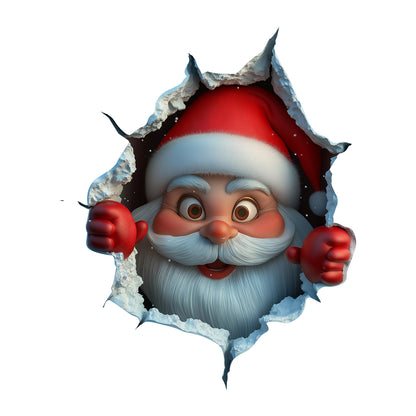 Christmas Santa Claus Wall Decal with Broken Wall Effect