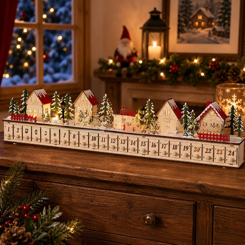 Christmas Advent Calendar Wooden Countdown Gift Box