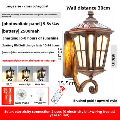 European Style Solar Outdoor Wall Lamp