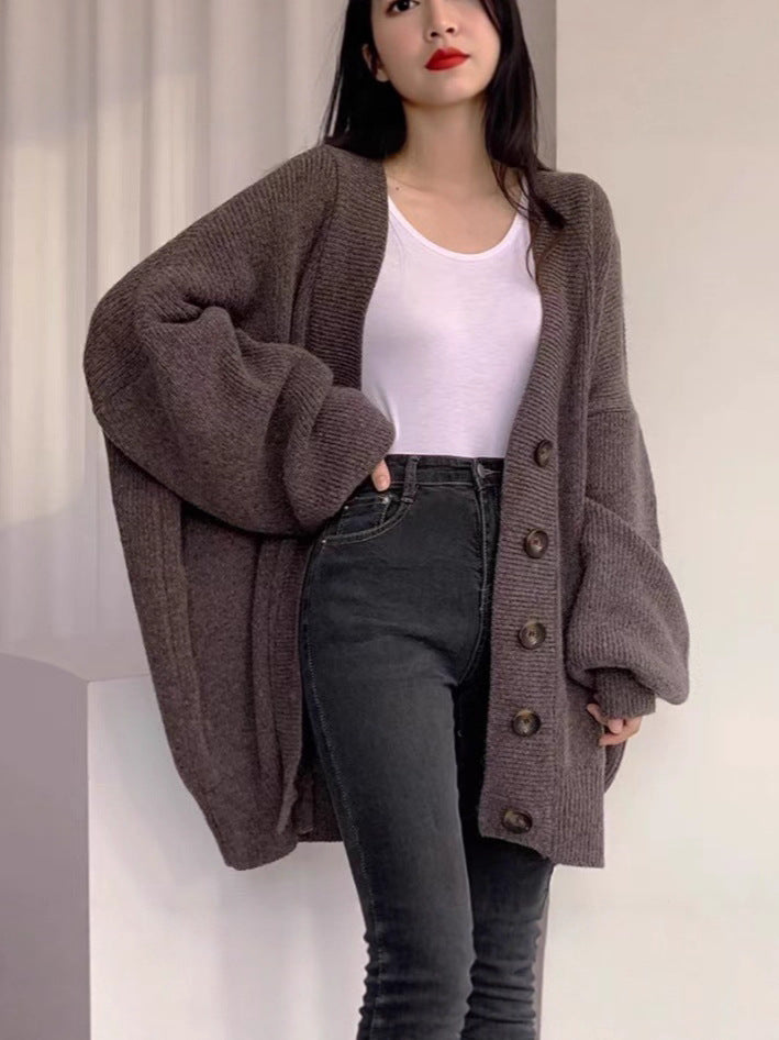 Knitted Cardigan Jacket V-Neck Sweater for Women