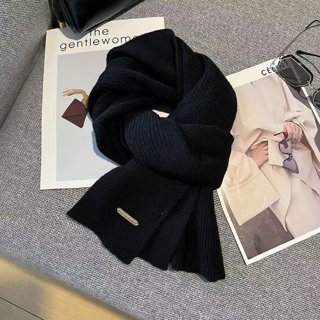 Knitted Winter Scarf with Christmas Patterns