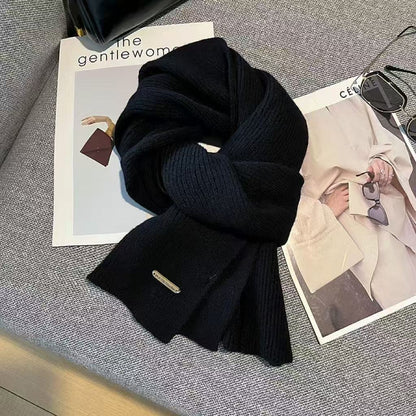 Knitted Winter Scarf with Christmas Patterns