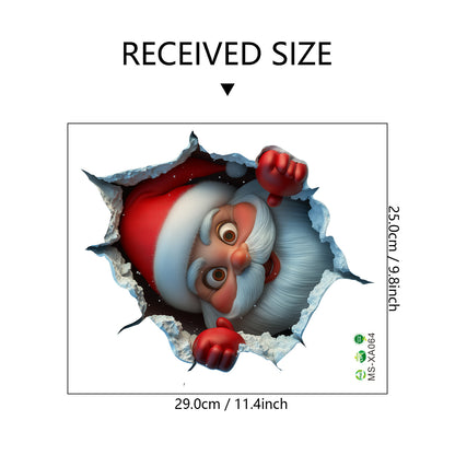 Christmas Santa Claus Wall Decal with Broken Wall Effect