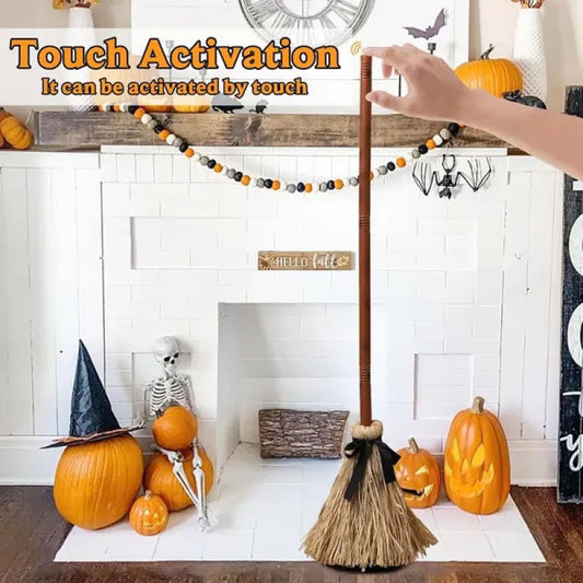 Floating Witch Broom Halloween Decoration