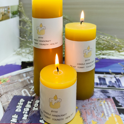 Cylindrical Beeswax Candles for Home Decoration