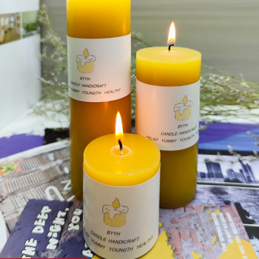 Cylindrical Beeswax Candles for Home Decoration