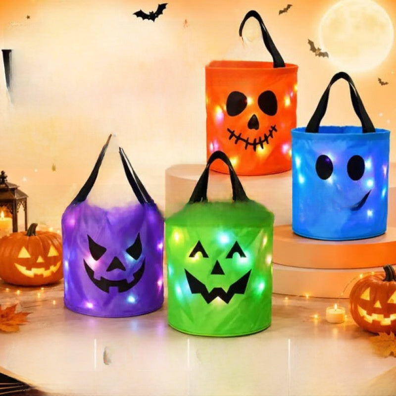 Reusable Halloween LED Candy Bucket with Light Strips