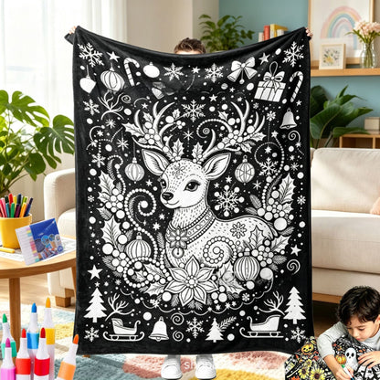 Christmas DIY Coloring Flannel Blanket