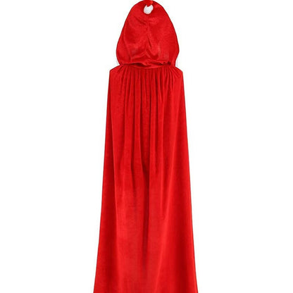 Gold Velvet Hooded Christmas Cloak with Balls