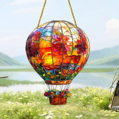 Red Light Solar Hot Air Balloon Wall Decoration