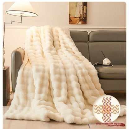 Soft Rabbit Fur Plush Blanket for Winter