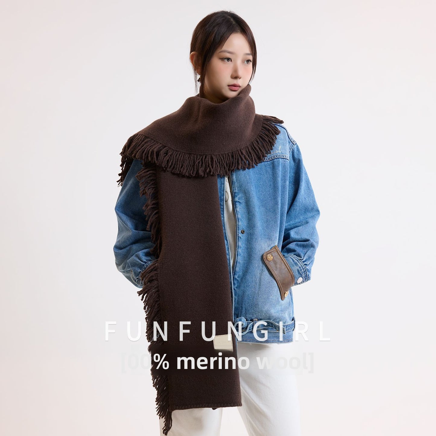 Merino Wool Tassel Scarf Shawl