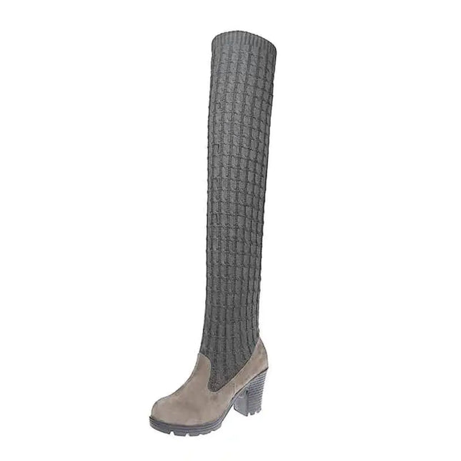 2020 Autumn Winter Women's Knit Over-the-Knee Boots