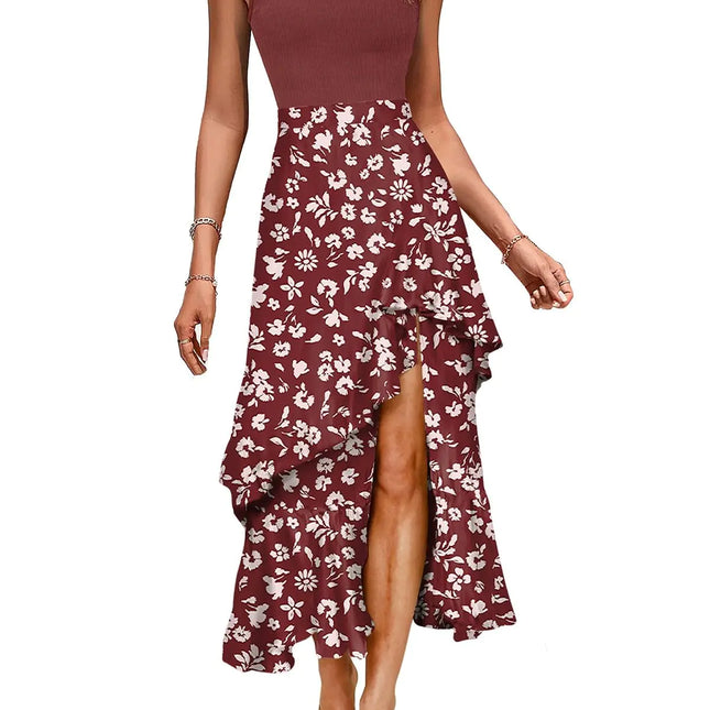 Dokotoo Boho Maxi Summer Dresses for Women 2024 Casual Spring Floral Beach Womens Dresses Dress Sun Dresses Sundresses for Women 2025 Red