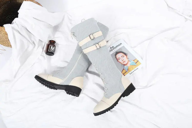 2020 Autumn Women's Over-the-Knee Denim Boots